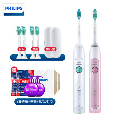 飞利浦(Philips)充电式电动牙刷HX6730+HX6761两分钟计时成人声波震动牙刷31000转