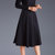 2021欧美时尚气质流行款长袖修身显瘦高雅黑色中长款连衣裙(黑色 S)第4张高清大图