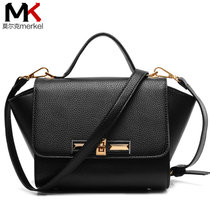 莫尔克（MERKEL）2015韩版新款锁扣包淑包蝙蝠包女包潮流时尚包包贝壳包手提斜跨包mks80002(黑色)