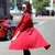 2017秋季新款韩版中长款系带收腰长袖风衣(红色 S)第4张高清大图