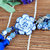 石家垫 汽车挂件 仿玛瑙牡丹花青花瓷手工挂件 车挂 内饰(蓝色)第5张高清大图