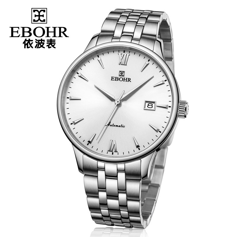 依波表(ebohr)商务钢带机械表依波新款防水自动机械男