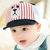 皮皮牛春季新品婴儿帽子宝宝条纹小熊鸭舌帽可爱潮萌儿童帽子(48cm（6-12个月） 红色)第2张高清大图