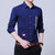 洲玛仕 2018新款休闲男式衬衫 个性字母韩版修身型衬衣(18017深蓝色 M)第4张高清大图