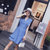 女夏季无袖荷叶边小香风V领连衣裙修身2018新款蓝色裙子(天蓝色(如图) XL)第3张高清大图