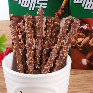 韩国食品进口零食乐天 白巧克力棒/扁桃仁巧克力棒/黄巧克力棒/红巧克力棒/派乐乐巧克力棒5盒组合