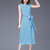 欧美时尚无袖连衣裙女2021夏季新款女装气质收腰中裙子(天蓝色 S)第5张高清大图