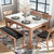 北欧火烧石餐桌椅组合实木小户型大理石长方形火山石现代简约饭桌(1.5米一桌六椅)第4张高清大图