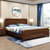 吉木多 橡胶木新中式实木床1.8米1.5双人床主卧室雕花现代中式卧室家具(1.5*2米胡桃色 单床)第4张高清大图