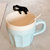 豪峰 创意马克杯陶瓷杯子咖啡杯牛奶杯早餐杯卡通可爱水杯带勺(黑猫浅蓝款满天星带勺)第2张高清大图