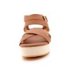 波派Propet 夏季新款舒适露趾坡跟松糕鞋PW08001(07棕色 35)
