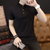 森雷司短袖95棉T恤男夏季p0lo衫帅气立领新款潮流(黑橙 XL)第4张高清大图