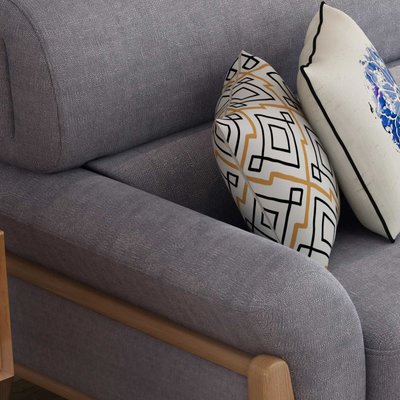 A家家具 北欧现代沙发 三色可选棉麻实木框架客厅家具DB1556(湖水蓝 三+右贵)