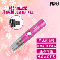 俱竞阳366 验钞防伪手电筒USB充电化妆品面膜纸尿裤荧光剂检测笔灯(黑色)