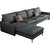 新飓简约现代小户型布艺沙发公寓客厅科技布沙发时尚L型转角黑色极简sofa家用软沙发组合(三人位 海绵版)第7张高清大图