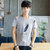 洲玛仕 夏季短袖男T恤棉 韩版弹力薄款圆领T恤(T069灰色 XXL)第4张高清大图