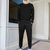2021潮流男士时尚长袖卫衣长裤男休闲两件套现货套装简约秋款套装(黑色 4XL)第2张高清大图