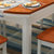 明佳友 帅餐桌 实木餐桌椅组合 伸缩折叠 现代简约 圆桌餐桌椅套装 白色 多功能M650(地中海 单桌/1.38米)第4张高清大图