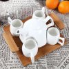 BONUME莫诺 陶瓷组合茶具五件套 创意纯白茶杯茶壶套装 带木质托盘