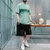 卡郎琪 男士短袖t恤夏季2020新款潮流一套搭配休闲运动套装宽松帅气衣服五分裤短裤(KXP-T212S205粉绿 L)第2张高清大图