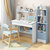 儿童学习桌家用卧室写字桌现代简约小型书桌书柜一体套装升降桌椅(100蓝色-升级款)第3张高清大图