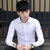洲玛仕 2018春季长袖男式衬衫 韩版翻领男士衬衫休闲青年衬衣(S33白色 L)第3张高清大图