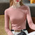 MISS LISA莫代尔t恤时尚圆领薄款长袖打底衫纯色弹力内搭上衣J1D2213(杏色 S)第5张高清大图