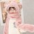 宝宝帽子冬季围巾手套一体帽男女童可爱萌加绒护耳帽儿童套头帽(粉红色 4-13岁)第7张高清大图
