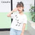CaldiceKris（中国CK）女童印花黑色羽毛字母T恤（有口袋）CK-FS3270(白色 130)第3张高清大图