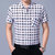 夏季中年男士短袖格子衬衫 宽松薄款纯棉免烫衬衣男 爸爸装带口袋YXL73-165 163 164 166(蓝色163)第2张高清大图
