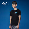 G&G男装2017新品夏季骷髅头卡通图案男士短袖T恤潮流修短袖T恤男(黑色 S)