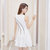 莉菲姿 夏装新款时尚圆领 撞色名媛气质连衣裙(白色 XL)第5张高清大图