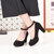 2017春夏新款圆头粗跟女式脚踝绑带高跟鞋子 大码女鞋(粉红色 37)第3张高清大图