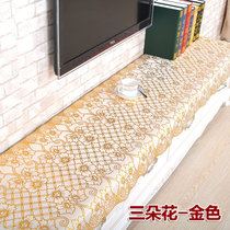 最美的时光 欧式PVC免洗防水防污塑料烫金床头柜垫子电视柜垫电视机柜罩盖巾盖布(电视柜三朵花金)