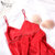 喜芬妮性感吊带胸垫睡衣女夏季薄款丝质吊带长裤两件套装家居服(1705红色 L)第3张高清大图