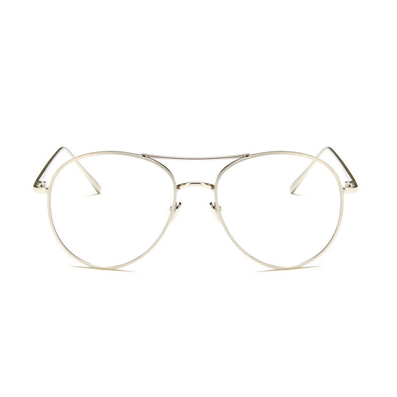 易烊千玺红秀同款平光镜细边大框金属蛤蟆镜男