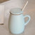 豪峰 陶瓷马克杯水杯咖啡杯牛奶杯带盖勺广告杯可加印logo(天蓝牛奶杯配盖勺)第3张高清大图