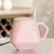 豪峰 陶瓷杯子马克杯咖啡杯牛奶杯水杯带盖勺广告杯可加印logo(粉红菱形杯配盖勺)第2张高清大图