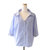 Mistletoe韩版直筒宽松显瘦七分袖条纹衬衫V领上衣女(蓝色 XL)第5张高清大图