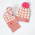 milky friends冬季宝宝针织毛线帽双拼色儿童保暖婴儿套头帽围巾(粉色（套装） 均码42至50cm)第2张高清大图