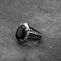 先恩尼 欧美复古钛钢戒指 【黑玛瑙】 时尚饰品 精钢指环 个性 男 不掉色 SH