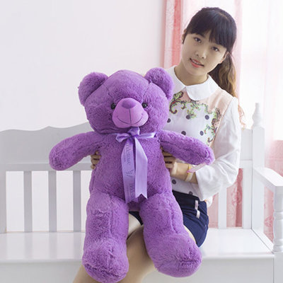 紫熊 毛绒玩具泰迪熊 薰衣草小熊公仔布娃娃(领结款 1米)