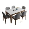 北欧岩板餐桌椅组合现代简约胡桃色实木长方形4人6饭桌小户型餐桌(1.3M岩板餐桌)