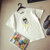 Mistletoe夏季新款圆领短袖T恤韩版刺绣卡通打底衫女装(白色 XXL)第2张高清大图