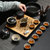 茶杯套装家用简约现代客厅办公室整套黑陶瓷茶壶茶碗日式功夫茶具(螺纹壶配茶盘(18头茶具))第5张高清大图