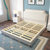 金屋藏娇 床 北欧双人大床 布艺床 实木床 简约现代单 双人床 卧室木质家具(蓝色 1.2米单床)第3张高清大图