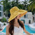新款渔夫帽子女沙滩太阳帽遮阳防晒紫外线帽子(黑色 帽围：56-58cm)第2张高清大图