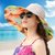SUNTEK帽子女潮夏天大沿沙滩帽防晒防紫外线可折叠大檐帽海边太阳遮阳帽(M（56-58cm） 荧光 藏青色)第7张高清大图