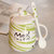 豪峰 创意马克杯陶瓷杯咖啡杯早餐杯牛奶杯卡通可爱水杯带盖勺(【绿色】【条纹奶牛杯】【配盖勺】)第2张高清大图