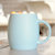 豪峰 陶瓷马克杯杯子咖啡杯牛奶杯水杯带盖勺广告杯可加印logo(天蓝酒桶杯配盖勺)第3张高清大图